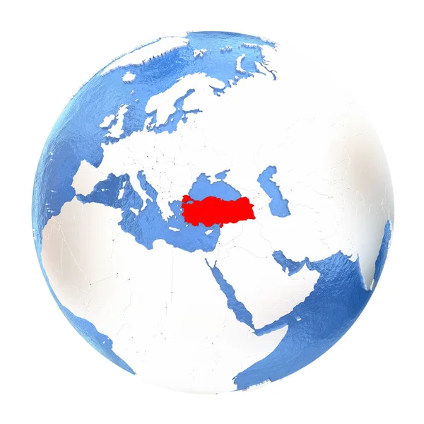 Τουρκίας στην υδρόγειο που απομονώνονται σε λευκό — Φωτογραφία Αρχείου