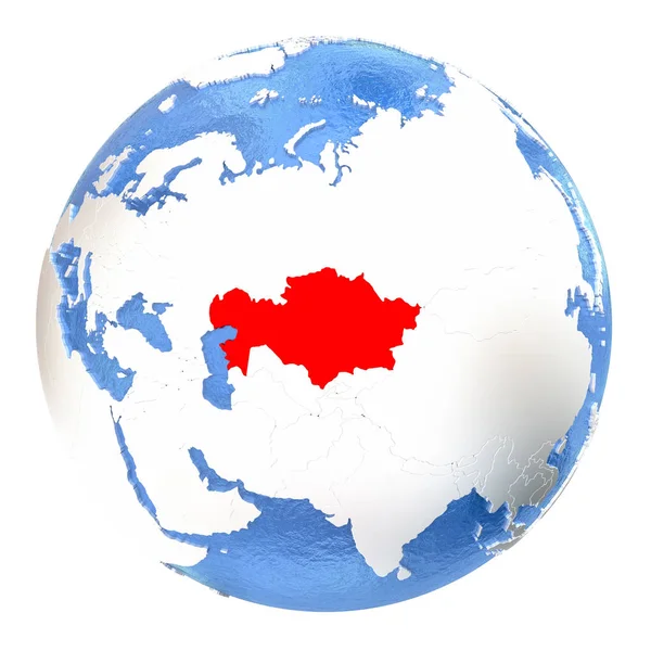 Kazakstan på globe isolerad på vit — Stockfoto