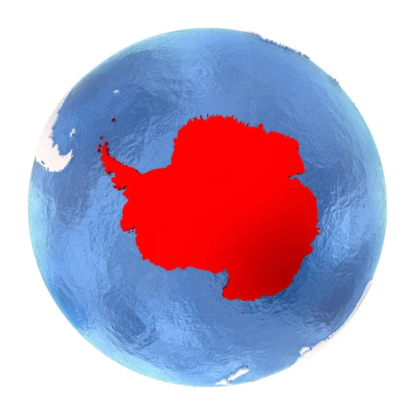 Antarktida na zeměkouli izolované na bílém — Stock fotografie