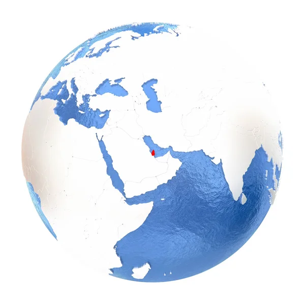 Катар на земном шаре изолирован на белом — стоковое фото
