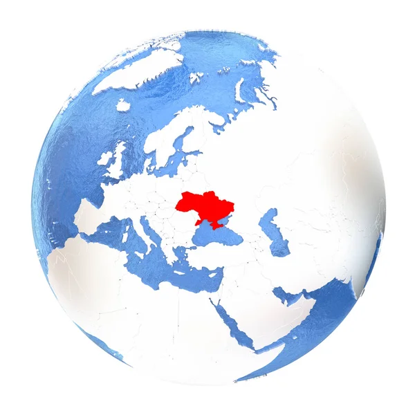 Ukrajna a globe elszigetelt fehér — Stock Fotó