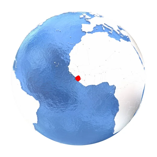 Sierra Leone on globe isolated on white — Stock Photo, Image