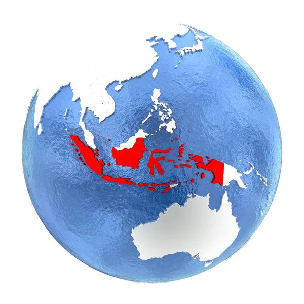 Indonesien på globe isolerad på vit — Stockfoto