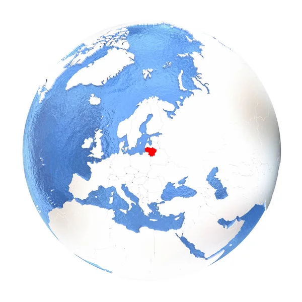 Литва на земном шаре изолирована от белого — стоковое фото