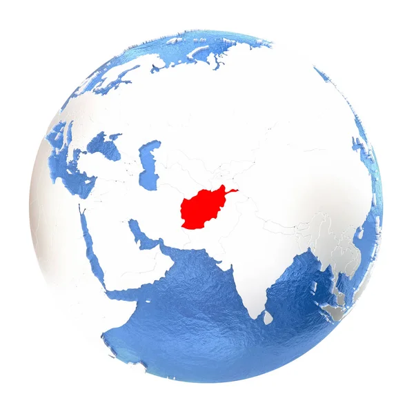 Afghanistan sul globo isolato su bianco — Foto Stock