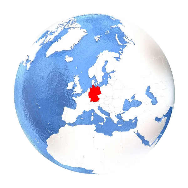 Німеччина на земній кулі, ізольовані на білому — стокове фото