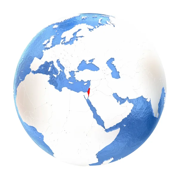 以色列在地球仪上白色孤立 — 图库照片