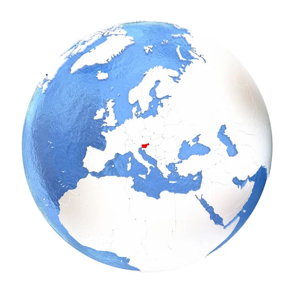 Словенія на земній кулі, ізольовані на білому — стокове фото