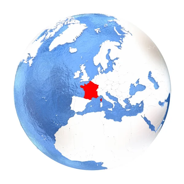 Fransa üzerinde beyaz izole küre üzerinde — Stok fotoğraf