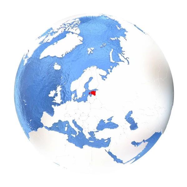 Estonya üzerinde beyaz izole küre üzerinde — Stok fotoğraf