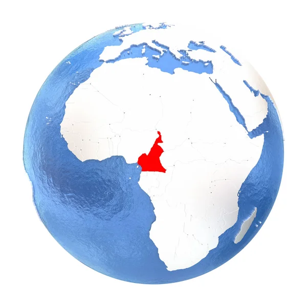 Kamerun på globe isolerad på vit — Stockfoto