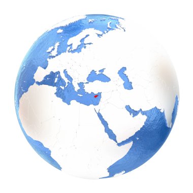 Kıbrıs üzerinde beyaz izole küre üzerinde