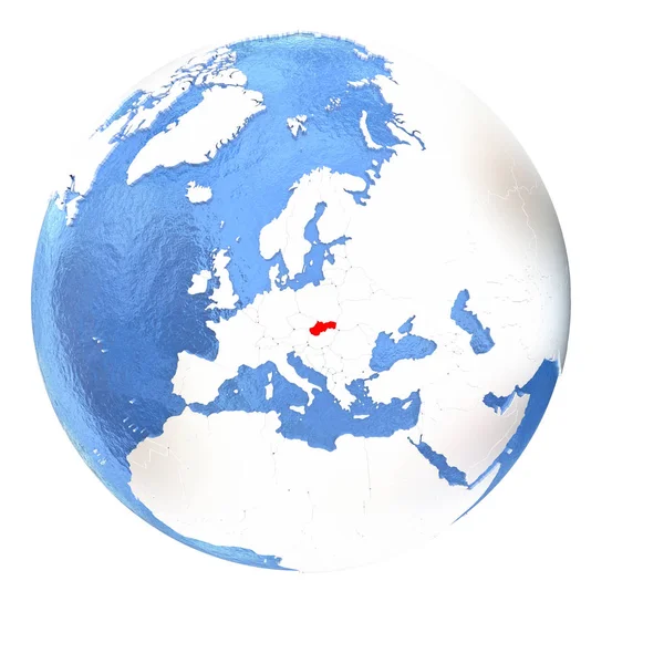 Словакия на земном шаре изолированы на белом — стоковое фото