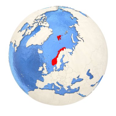 Norveç kırmızı üzerine beyaz izole tam dünya üzerinde