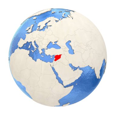 Suriye kırmızı üzerine beyaz izole tam dünya üzerinde