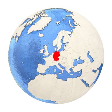 Almanya'da kırmızı üzerine beyaz izole tam dünya üzerinde