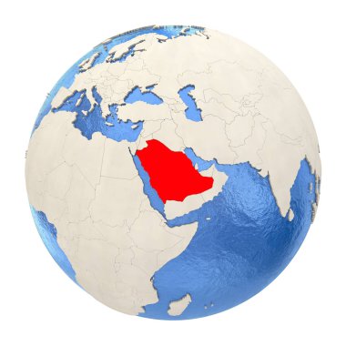 Kırmızı üzerine beyaz izole tam dünya üzerinde Suudi Arabistan'da