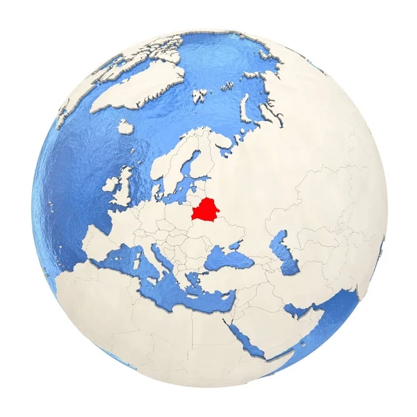 Białoruś na czerwono na pełną kulę na białym tle — Zdjęcie stockowe