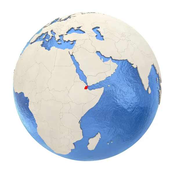 Dzsibuti a teljes globe elszigetelt fehér piros — Stock Fotó