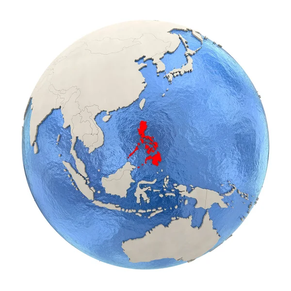 Φιλιππίνες κόκκινο στο γεμάτο κόσμο που απομονώνονται σε λευκό — Φωτογραφία Αρχείου