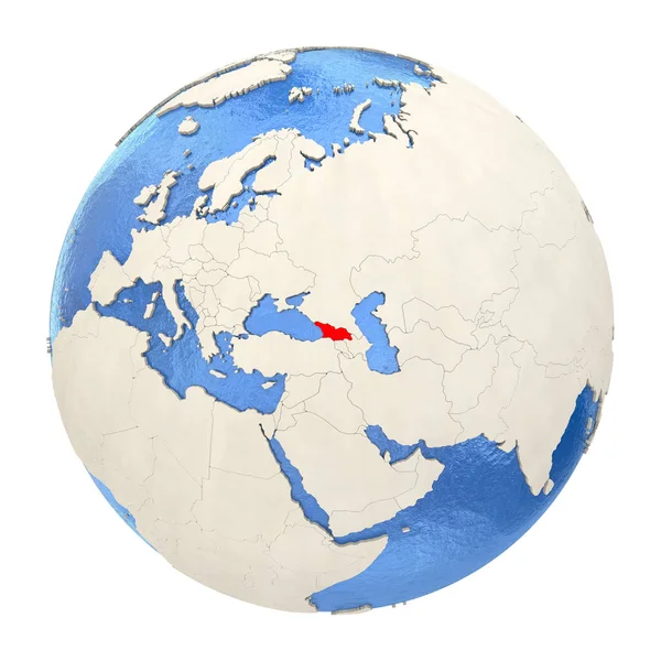 Géorgie en rouge sur le globe entier isolé sur blanc — Photo