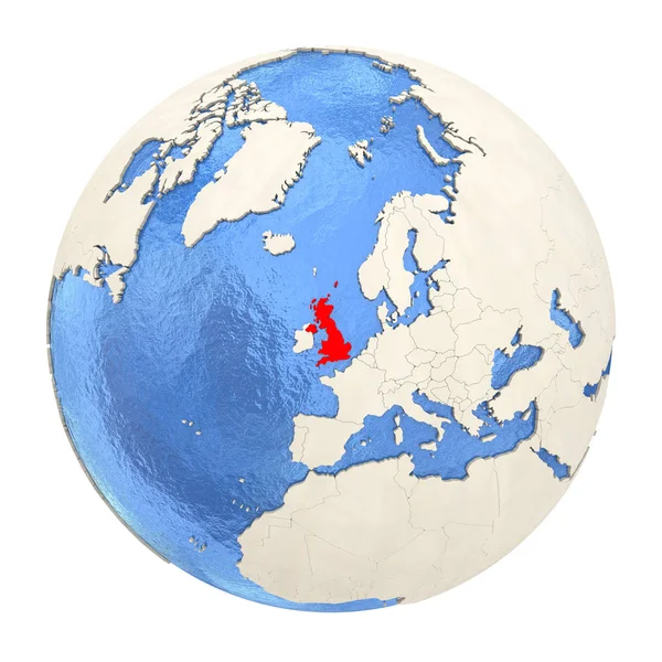 Velká Británie v červené barvě na plný koule izolované na bílém — Stock fotografie