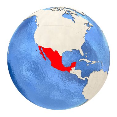 Meksika kırmızı üzerine beyaz izole tam dünya üzerinde