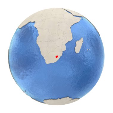 Lesotho kırmızı üzerine beyaz izole tam dünya üzerinde