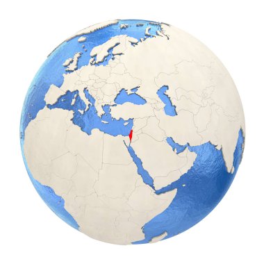 İsrail kırmızı üzerine beyaz izole tam dünya üzerinde