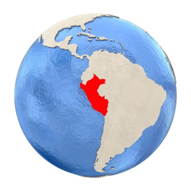 Peru kırmızı üzerine beyaz izole tam dünya üzerinde