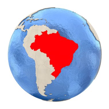 Brezilya kırmızı üzerine beyaz izole tam dünya üzerinde