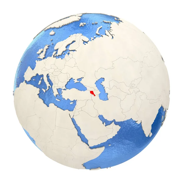 亚美尼亚在上白色孤立的全地球上的红 — 图库照片