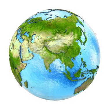 Asya üzerinde beyaz izole yeryüzünde