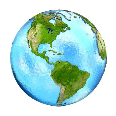 Amerika üzerinde beyaz izole yeryüzünde