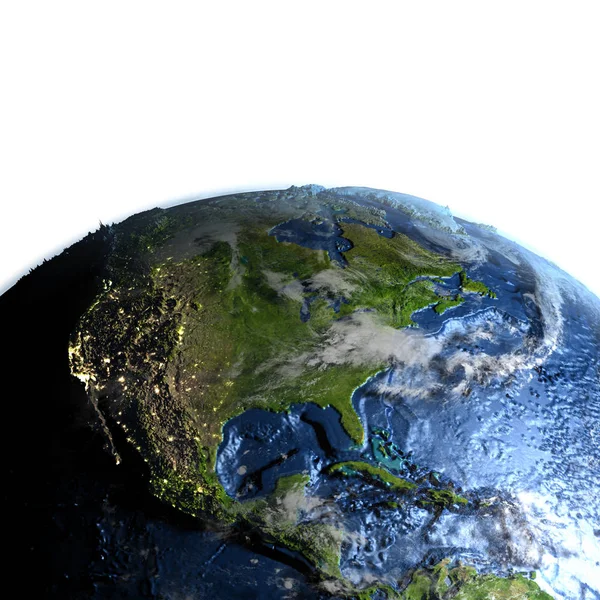 Mittel- und Nordamerika auf der Erde - sichtbarer Meeresboden — Stockfoto