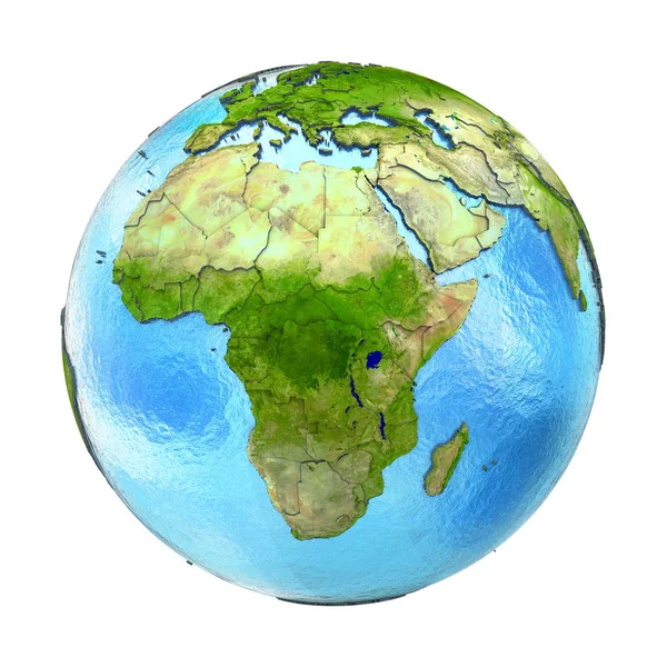 Afrika op aarde geïsoleerd op wit — Stockfoto