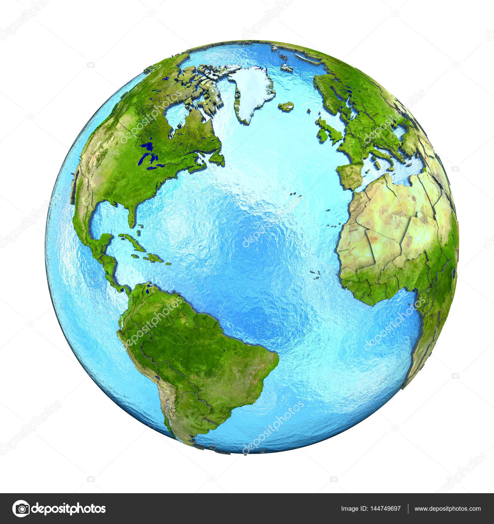 Hémisphère terrestre isolé sur blanc image libre de droit par Alperium ©  #1881787