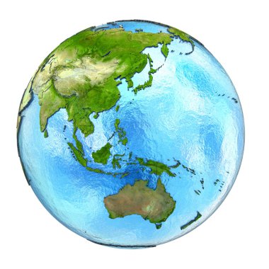 Australasia beyaz izole yeryüzünde