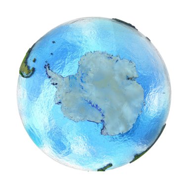 Antractic üzerinde beyaz izole yeryüzünde