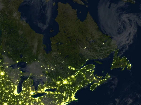 East coast Kanada w nocy na planecie Ziemia — Zdjęcie stockowe