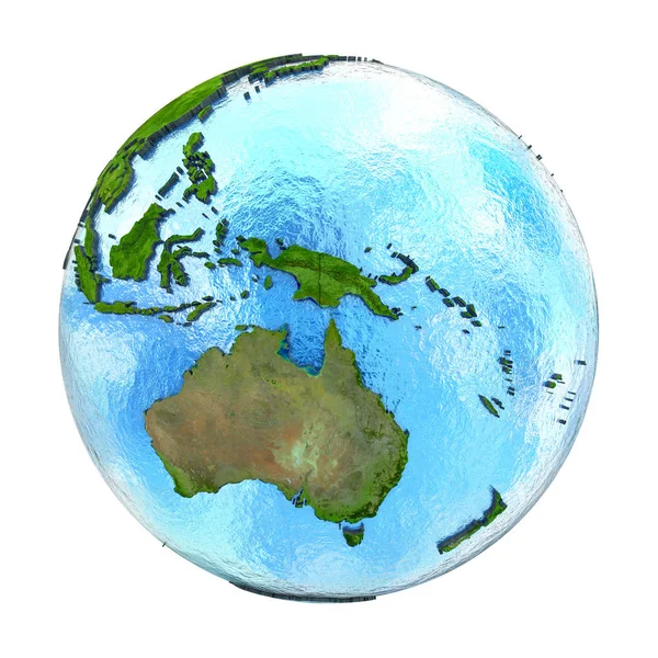 Australien auf der Erde isoliert auf weiß — Stockfoto
