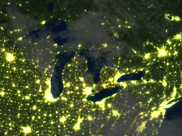 Duże jeziora w nocy na planecie Ziemia — Zdjęcie stockowe