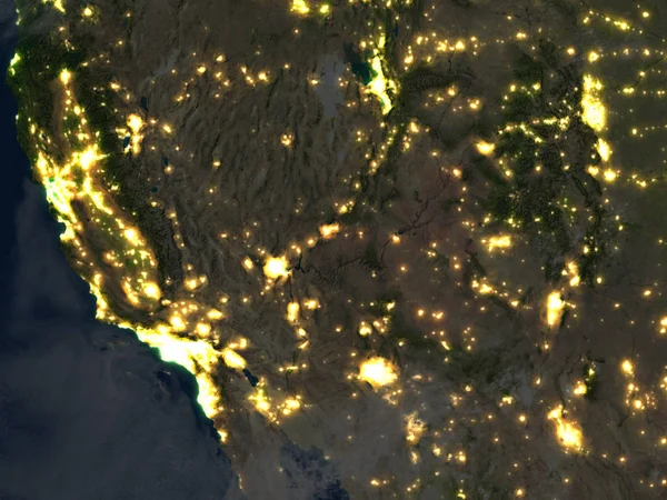 California w nocy na planecie Ziemia — Zdjęcie stockowe