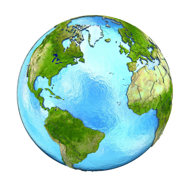 Северное полушарие на Земле изолировано на белом
