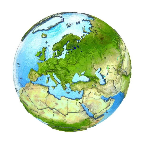 Evropa na zemi izolované na bílém — Stock fotografie
