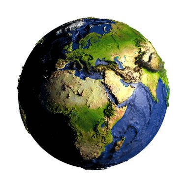 EMEA bölgesi üzerinde beyaz izole yeryüzünde