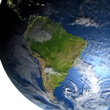 Dünya gezegeni üzerinde Güney Amerika