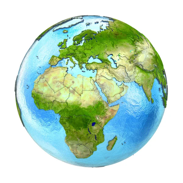 EMEA-regio op aarde geïsoleerd op wit — Stockfoto