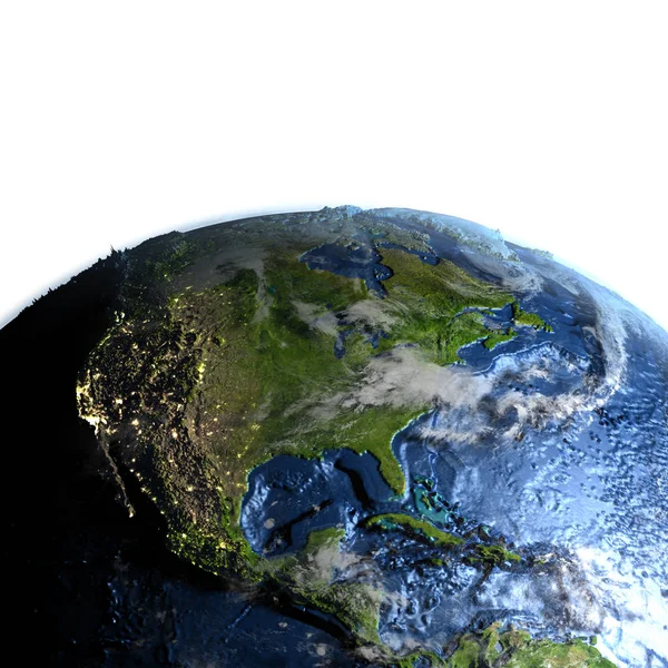 Central and North America on Earth - visible ocean floor — Stock Photo, Image