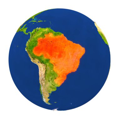 Yeryüzünde vurgulanan Brezilya